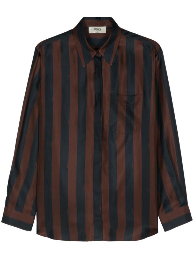 FENDI Pequin-stripe silk shirt - Blue Cover