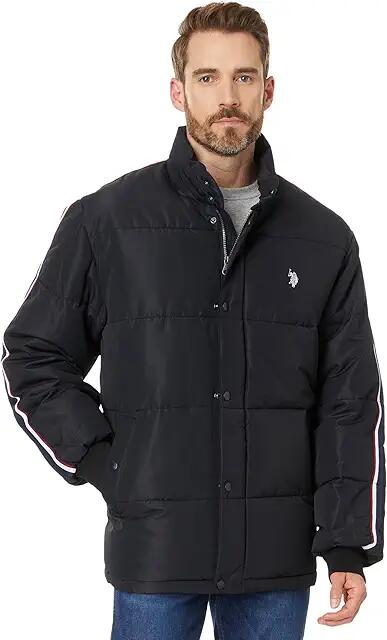 U.S. POLO ASSN. Stripe Puffer Jacket (Black) Men's Jacket Cover