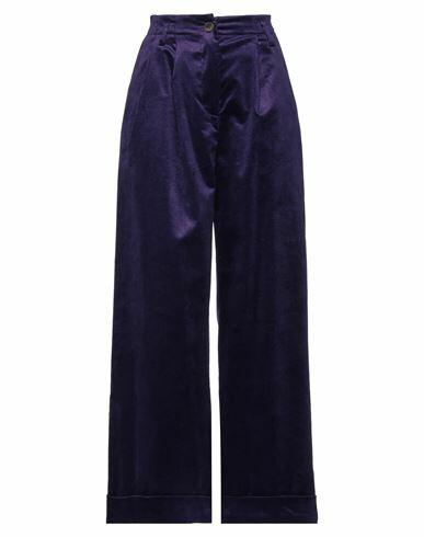 Haveone Woman Pants Dark purple Cotton, Viscose, Elastic fibres, Polyester Cover