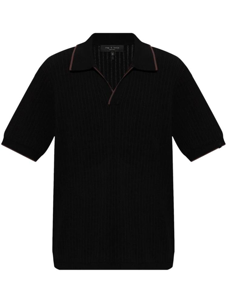 rag & bone Harbor pointelle-knit polo shirt - Black Cover