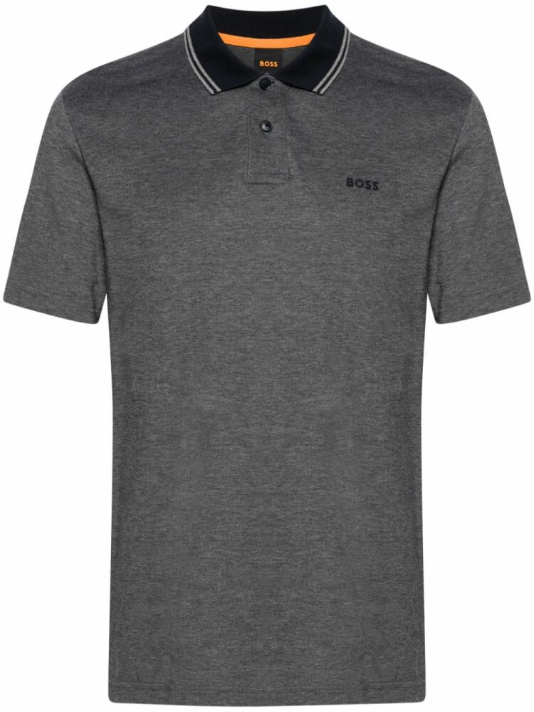 BOSS logo-appliqué cotton polo shirt - Grey Cover