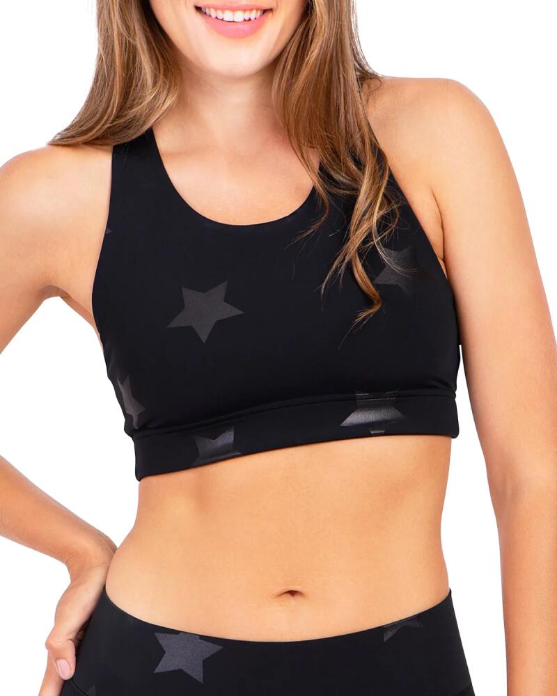 Terez Black Tonal Star Foil UpLift Sports Bra Cover