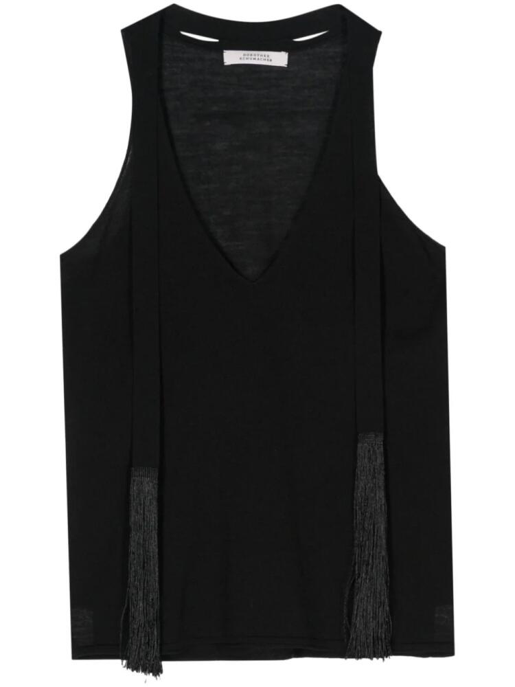 Dorothee Schumacher fringe-detail knitted top - Black Cover