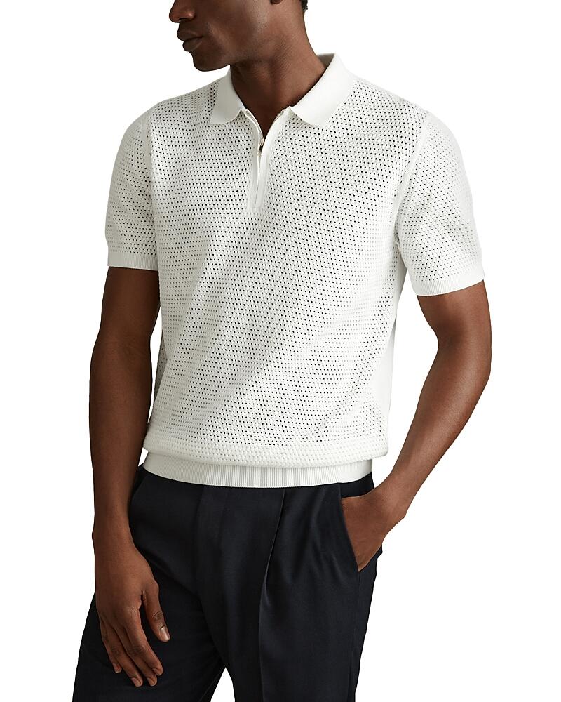 Reiss Burnham Textured Half Zip Short Sleeve Polo Shirt Cover