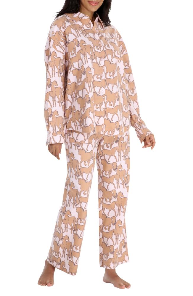 Honeydew Golden Hour Cotton Twill Pajamas in Aurora Horses Cover