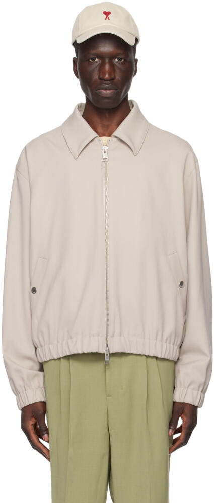 AMI Paris Taupe Ami De Cœur Bomber Jacket Cover