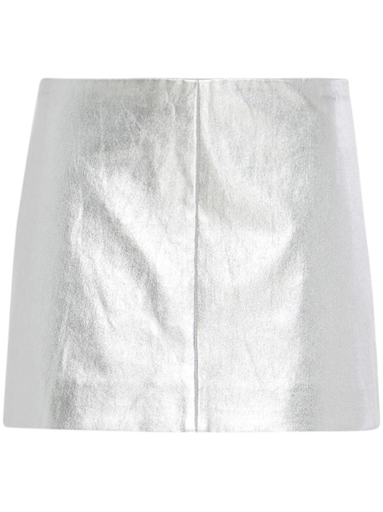 Rosetta Getty Leather mini skirt - Silver Cover