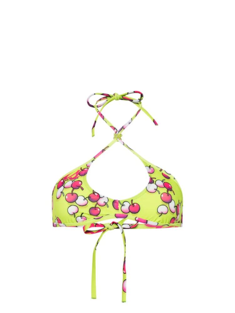 Palm Angels Cherry-print bikini top - Green Cover