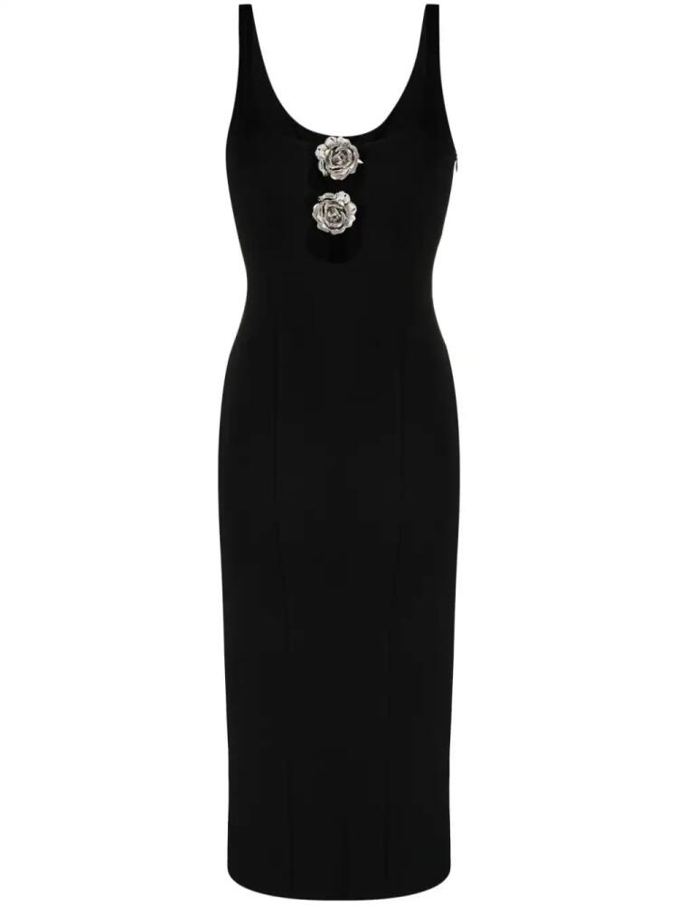 Blumarine metallic floral-appliqué midi dress - Black Cover