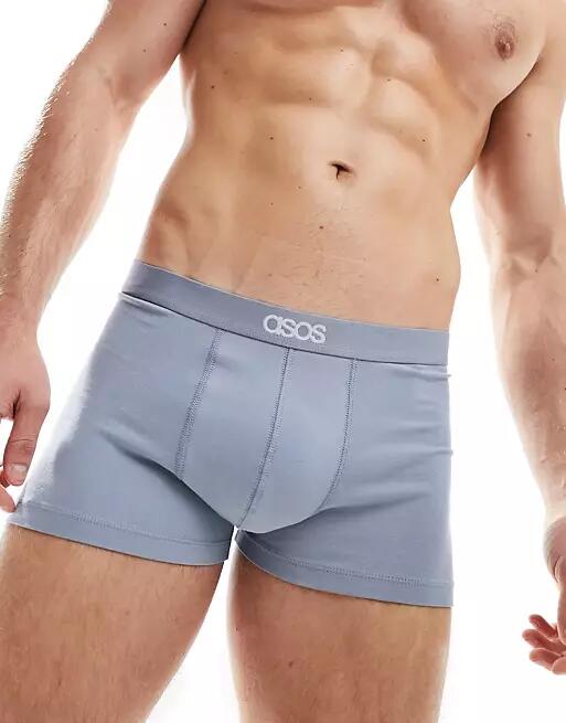 ASOS DESIGN branded waistband trunks in blue Cover