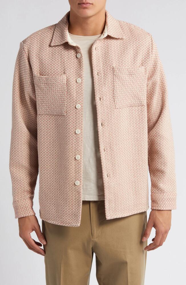 Wax London Whiting Regular Fit Cotton Overshirt in Pink /Ecru Cover