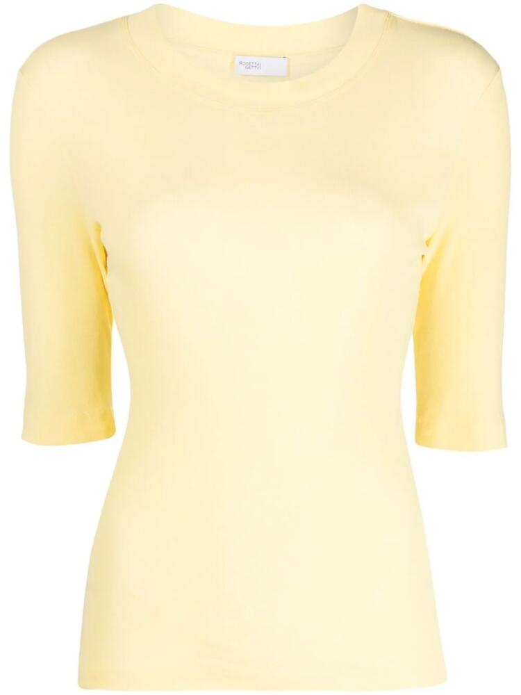 Rosetta Getty cropped-sleeve crew-neck T-shirt - Yellow Cover