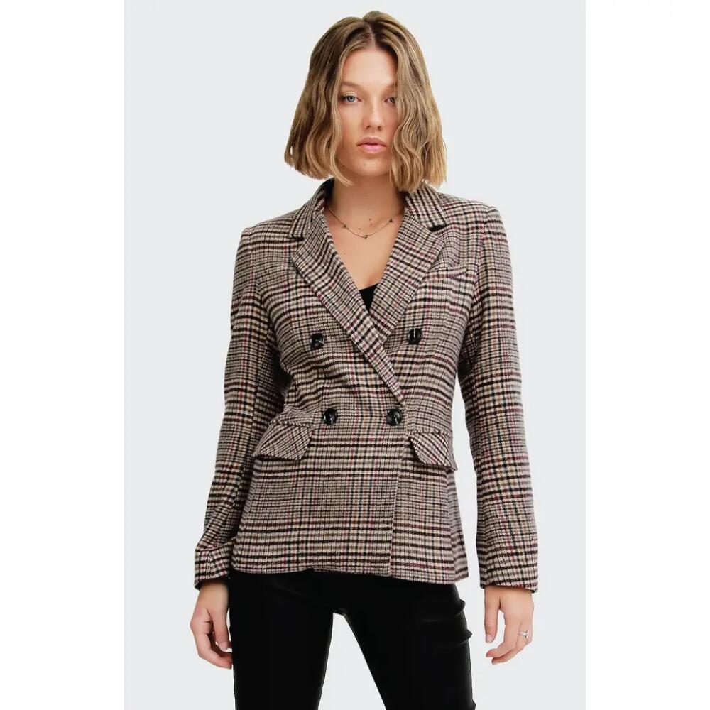 Belle & Bloom Piccadilly Wool Blend Plaid Blazer in Oat Cover