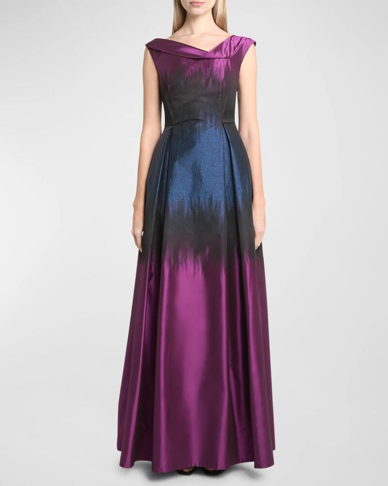 Talbot Runhof Metallic Ombre Jacquard Cap-Sleeve Gown Cover