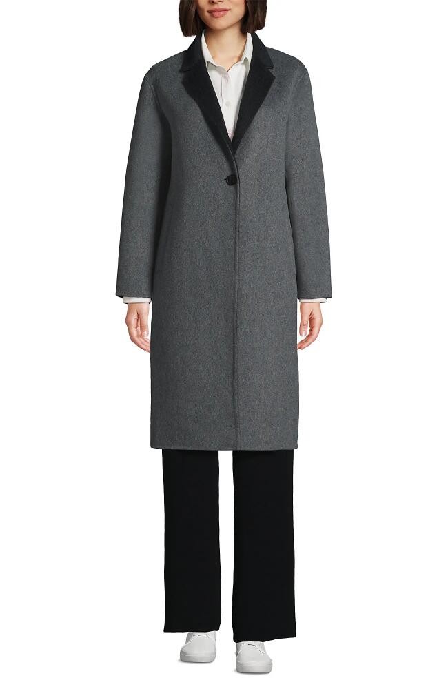 Lands' End Plus Size Wool Top Coat in Charcoal/gray Double Face Cover