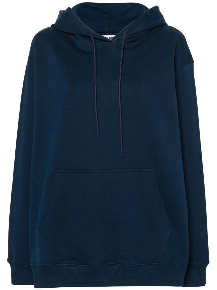 MSGM logo-print cotton hoodie - Blue Cover