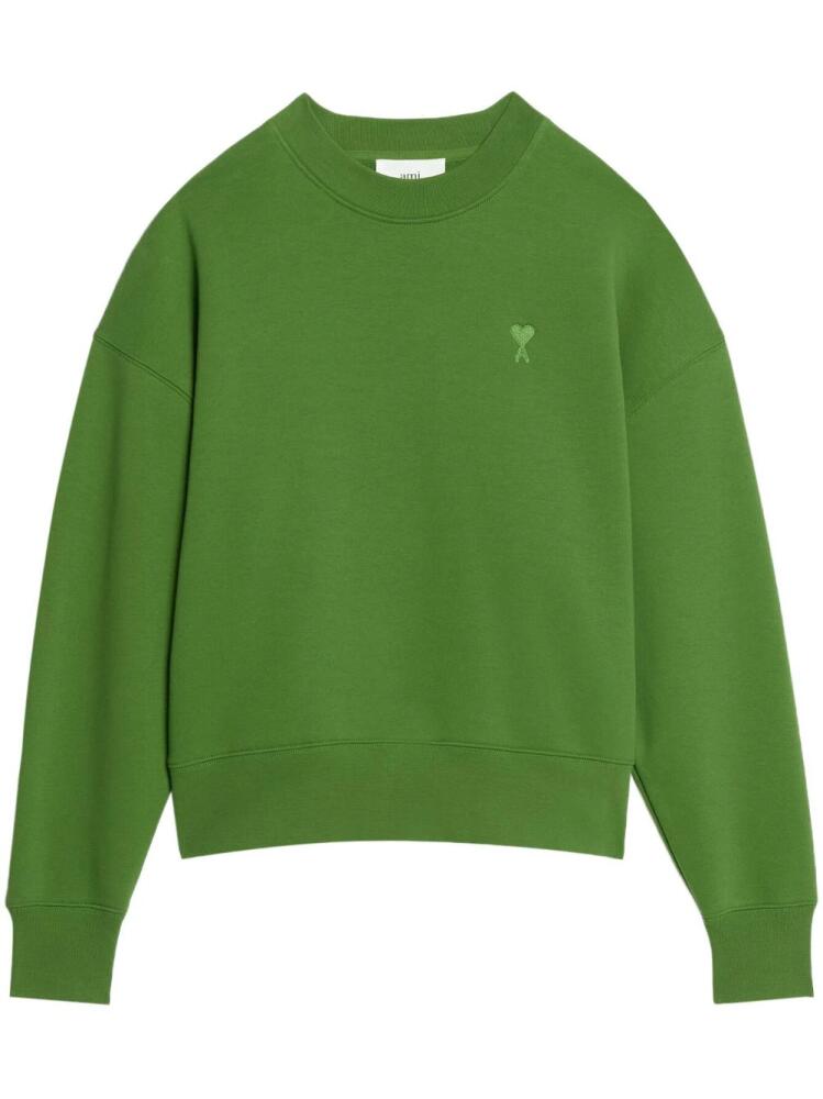 AMI Paris chest embroidered-logo sweatshirt - Green Cover