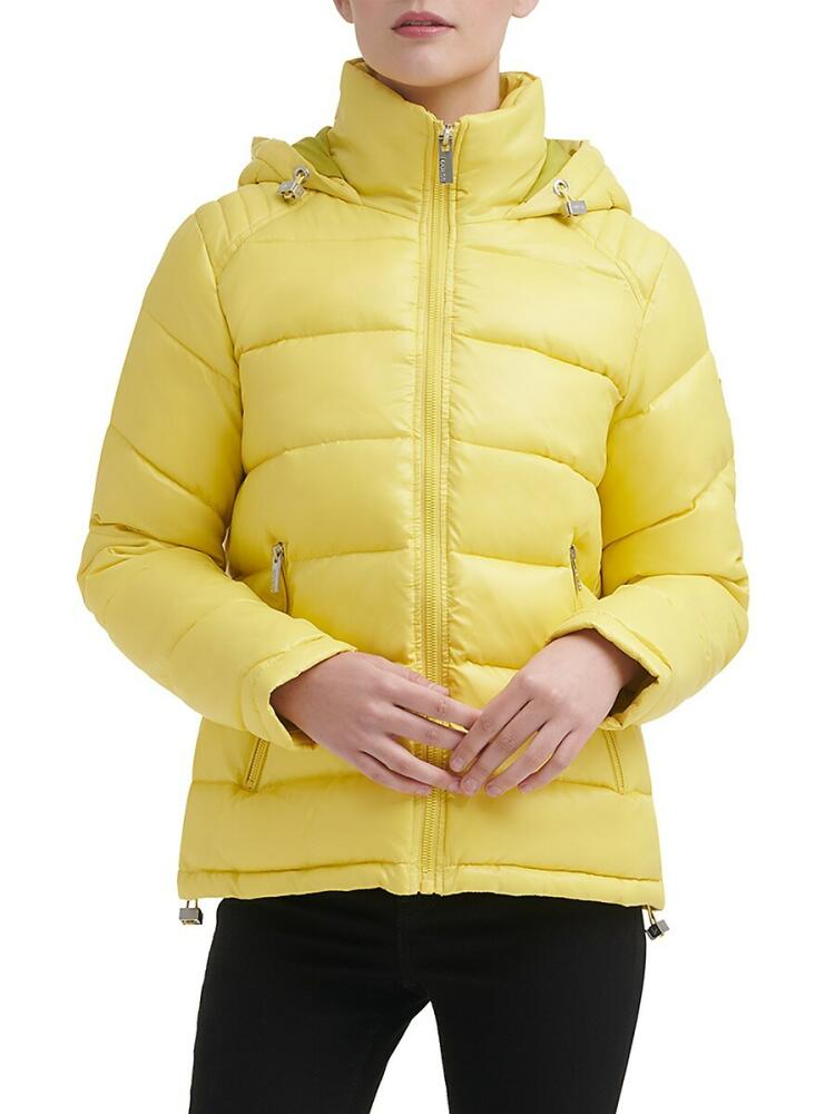 Guess Women's Hooded Puffer Jacket - Highlighter Cover