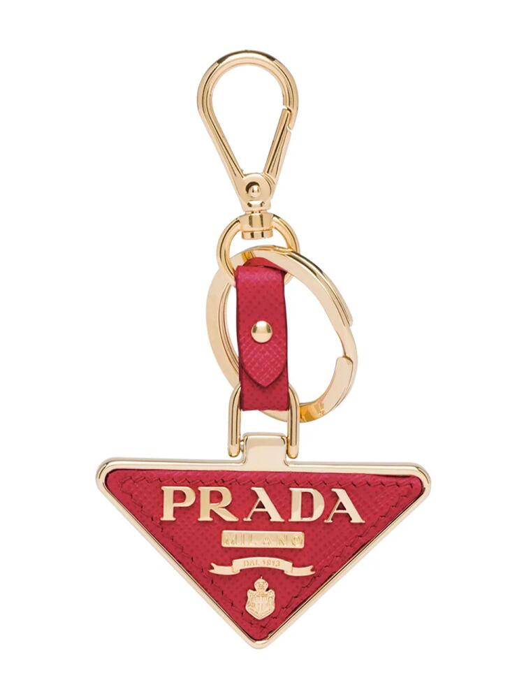 Prada triangle-logo keychain - Red Cover