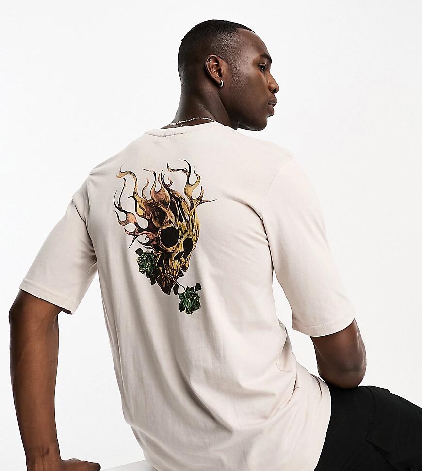 Bolongaro Trevor TALL oversized t-shirt with back print in stone-Neutral Cover