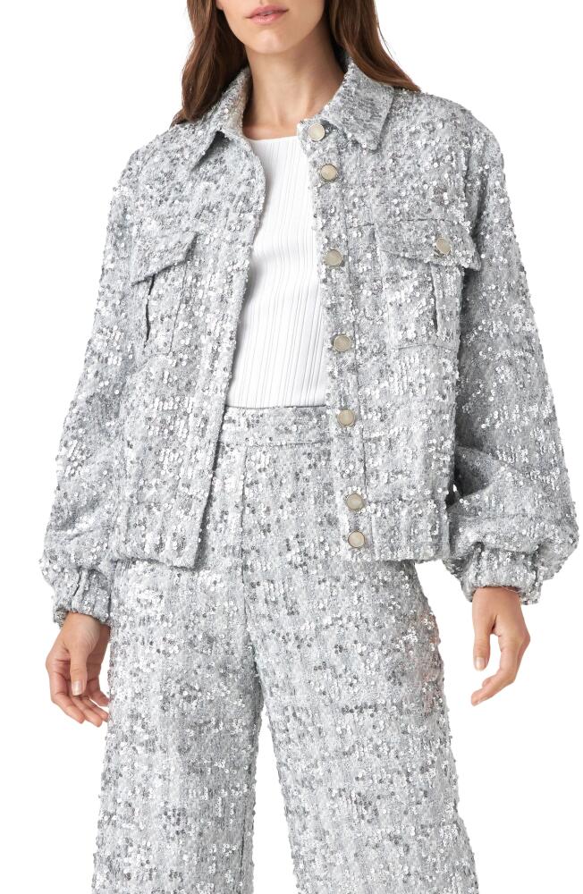 English Factory Sequin Tweed Jacket in Silver Cover