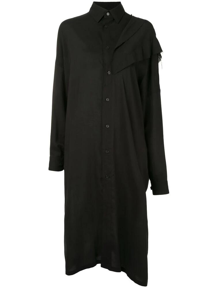 Yohji Yamamoto asymmetrical long ruffled shirt - Black Cover