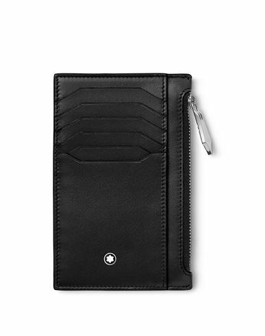 Montblanc Meisterstück Pocket Holder 8cc With Zipped Pocket Man Coin purse Black Calfskin Cover