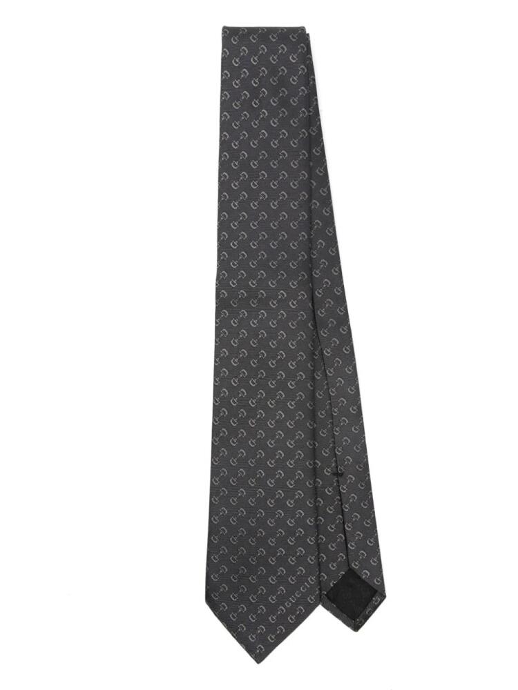 Gucci Horsebit-jacquard silk tie - Grey Cover