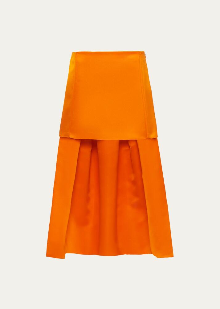 Prada Satin Mini Skirt w/ Pleated Train Cover