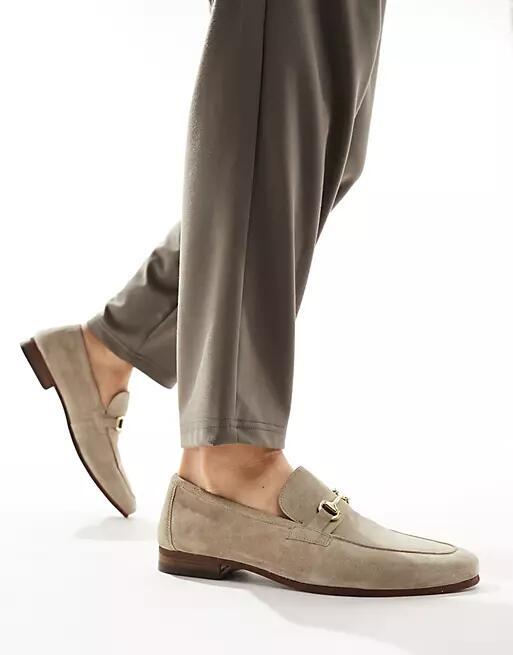 Walk London Capri trimmed loafers in stone suede-Neutral Cover