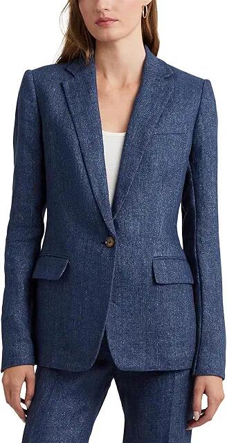 Lauren Ralph Lauren Delave Linen Blazer (Delave Blue) Women's Jacket Cover