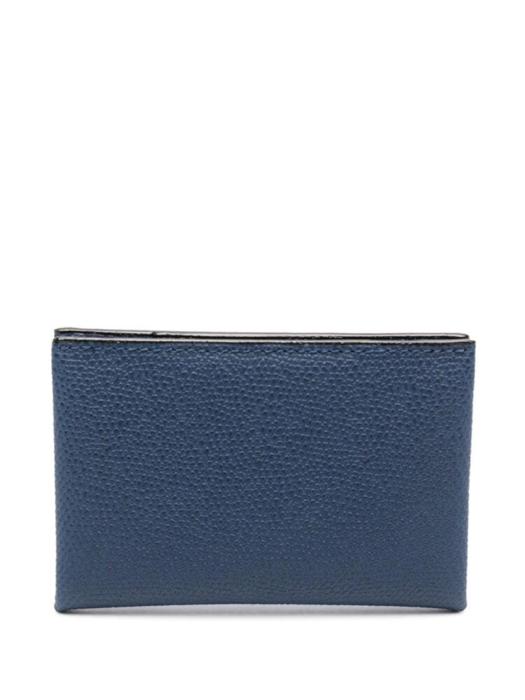 Valextra pebbled leather card case - Blue Cover