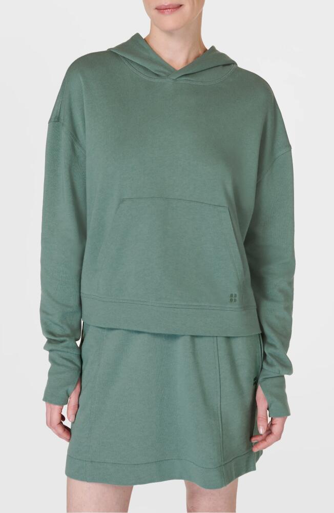 Sweaty Betty After Class Organic Cotton Blend Hoodie in Cool Forest Green Cover