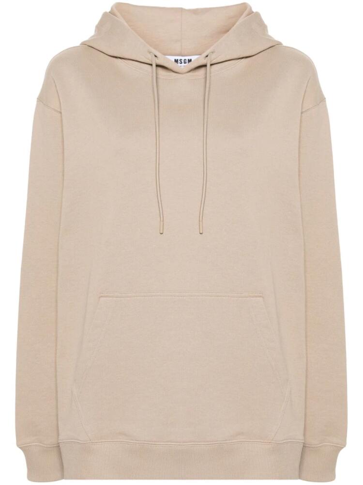 MSGM logo-print cotton hoodie - Neutrals Cover