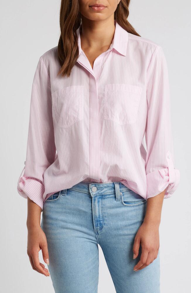 beachlunchlounge Stripe Cotton & Modal Button-Up Shirt in Voile Pink Cover