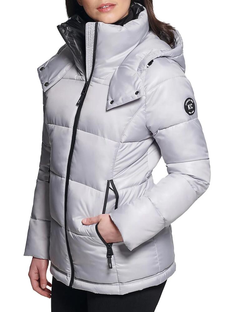 Kenneth Cole Women's Hooded Puffer Jacket - Silver Cover