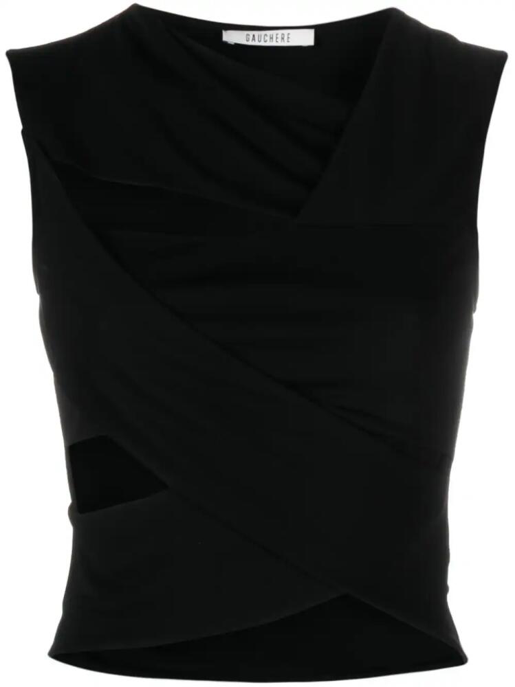 Gauchère asymmetric cutout crop top - Black Cover