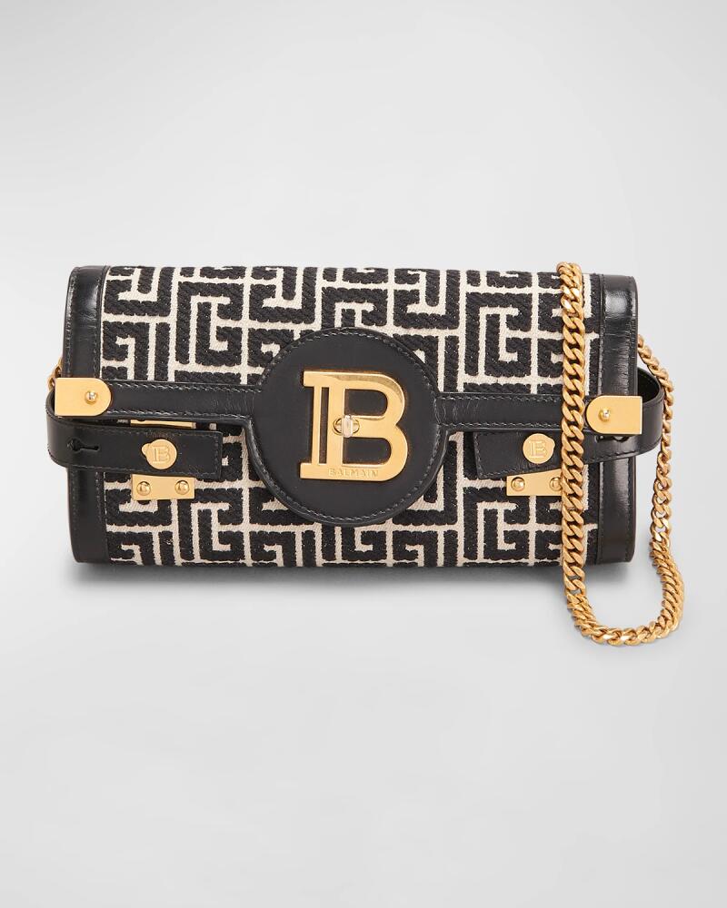 Balmain BBuzz 23 Wallet on a Chain in Monogram Jacquard Cover