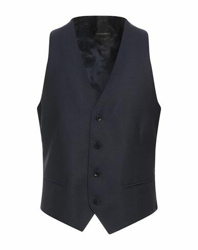 Emporio Armani Man Tailored Vest Navy blue Virgin Wool, Silk, Elastane Cover