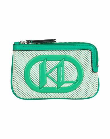 Karl Lagerfeld Man Coin purse Green Polyurethane, Cotton, Polyester Cover