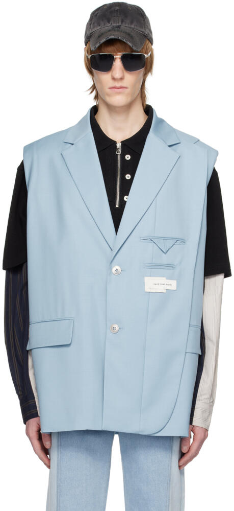 Feng Chen Wang Blue Sleeveless Blazer Cover