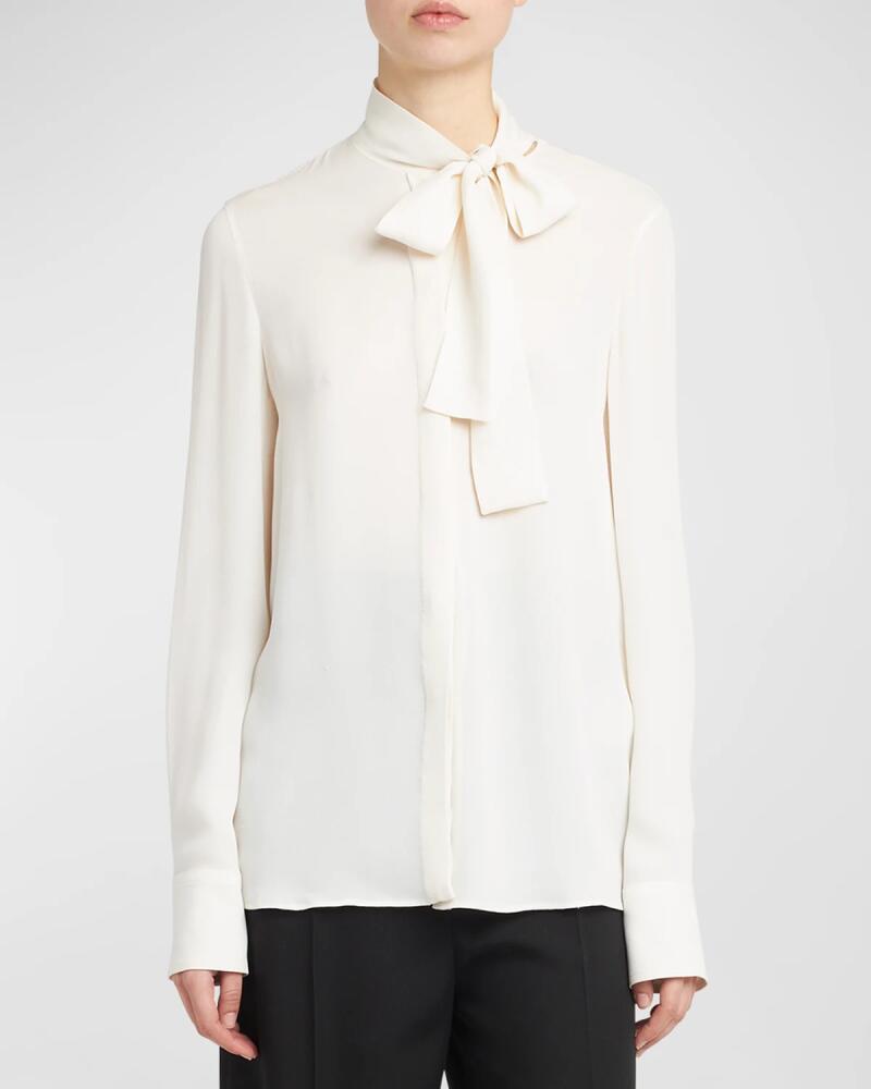 Valentino Garavani Silk Georgette Blouse with Tie Neckline Cover