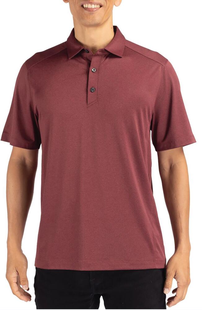 Cutter & Buck Solid Performance Recycled Polyester Polo in Dark Bordeaux Heather Cover