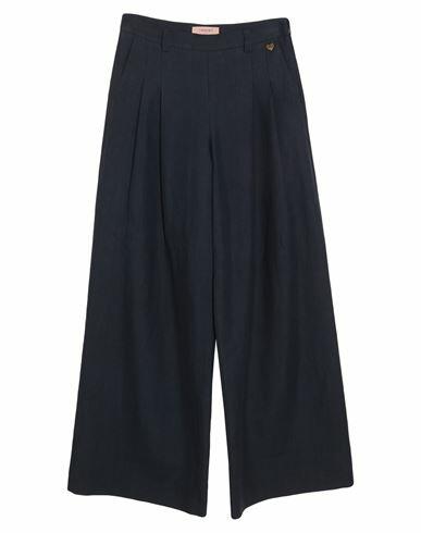 Twinset Woman Pants Midnight blue Linen, Cotton Cover