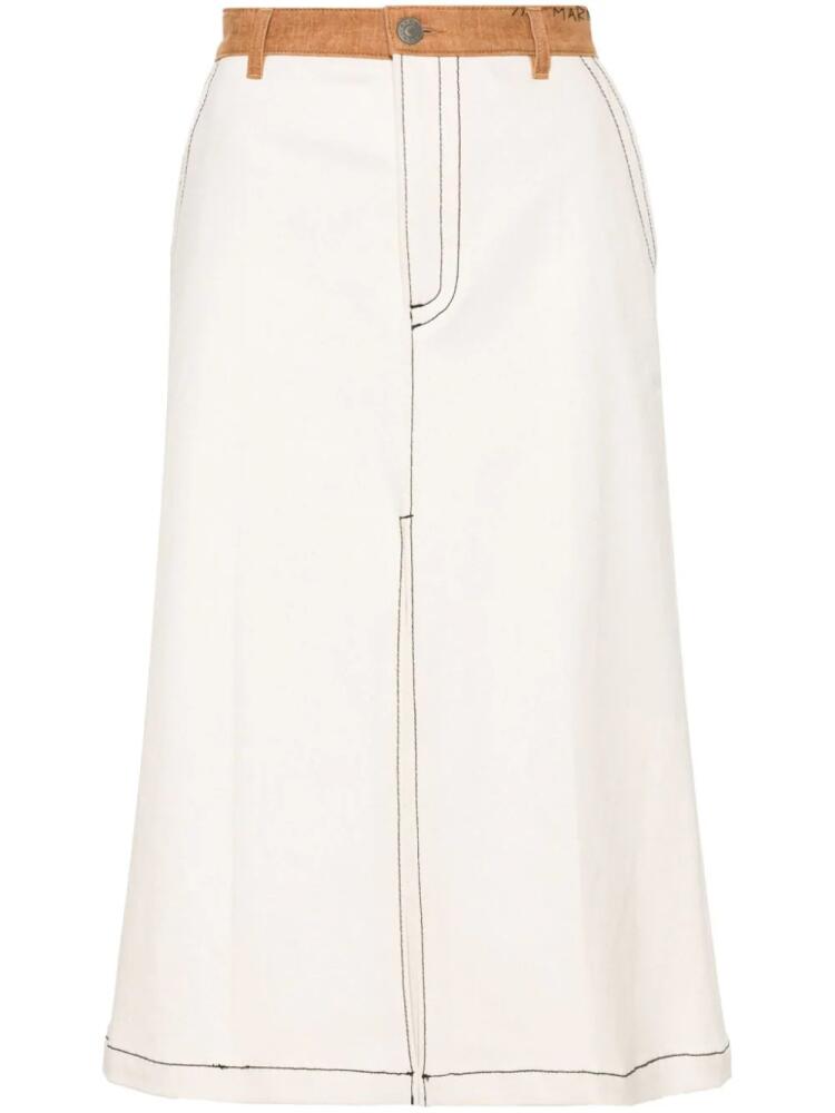 Marni slit-detail cotton midi skirt - Neutrals Cover