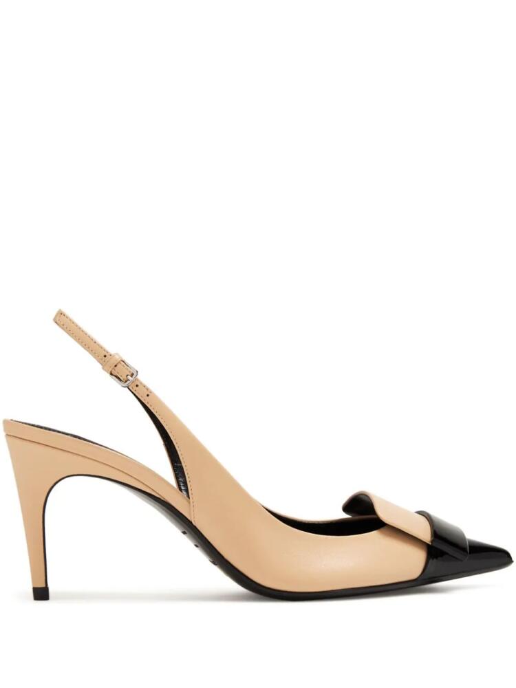 Sergio Rossi SR1 75mm slingback leather pumps - Neutrals Cover