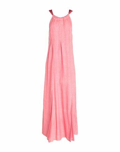 120% Lino Woman Maxi dress Pink Linen, Silk Cover