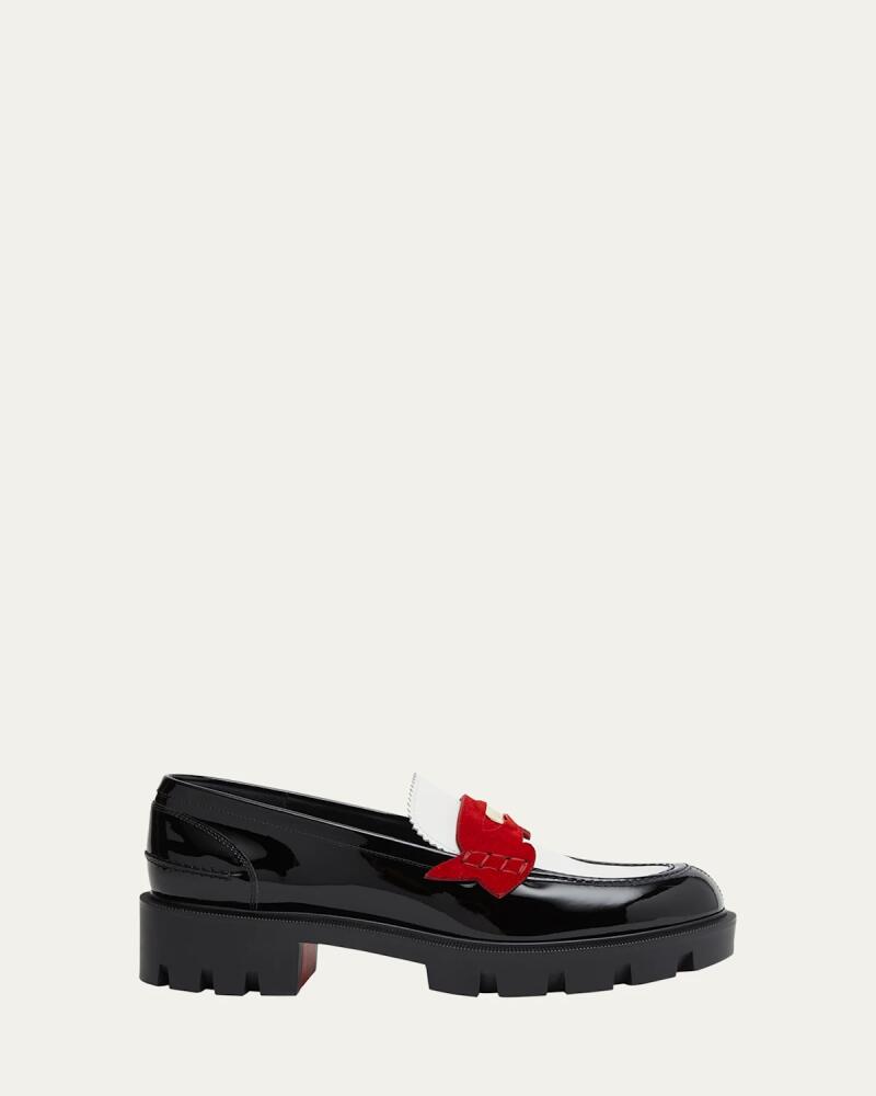 Christian Louboutin Donna Tricolor Red Sole Penny Loafers Cover