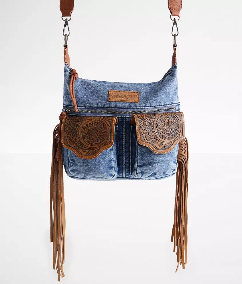 Wrangler Denim Leather Fringe Purse Cover