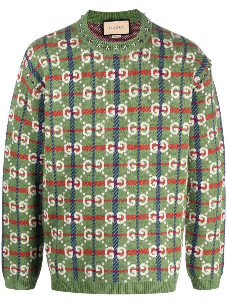 Gucci GG check intarsia-knit jumper - Green Cover